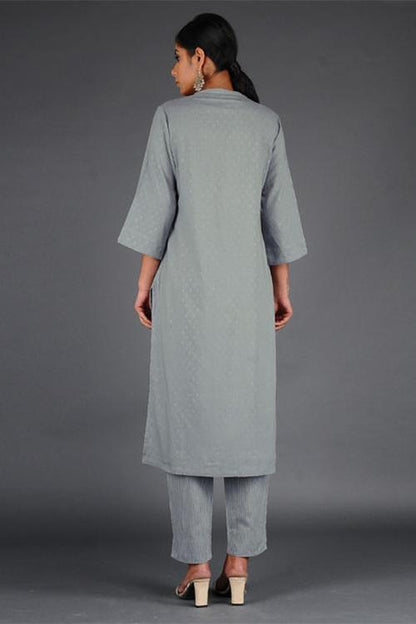 Lurex Pintuck Kurta' Grey Woven Kurta