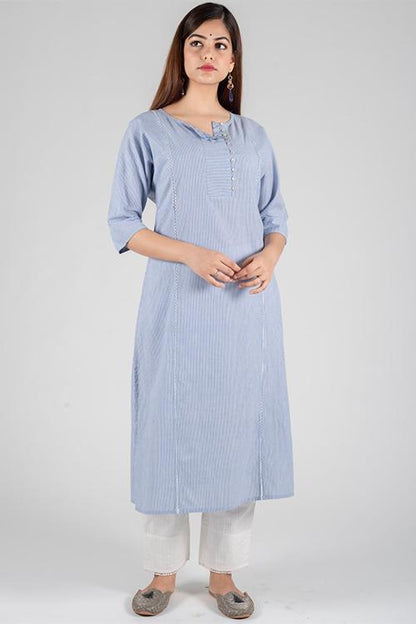 Blue Stripe Re Sana Kurta' Blue Woven Printed Kurta