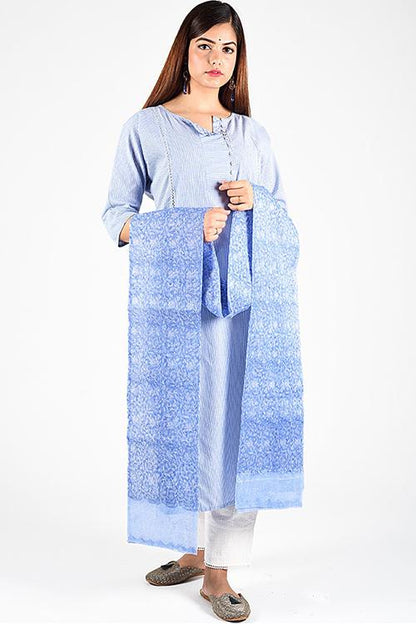 Blue Stripe Re Sana Kurta' Blue Woven Printed Kurta