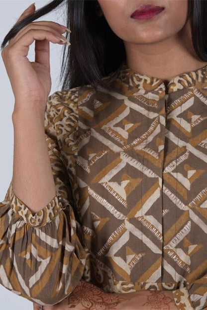 Mud Mustard Yoke Kurta' Mustard Block Printed Kurta