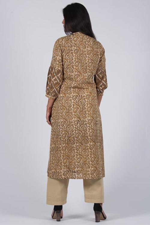 Mud Mustard Yoke Kurta' Mustard Block Printed Kurta
