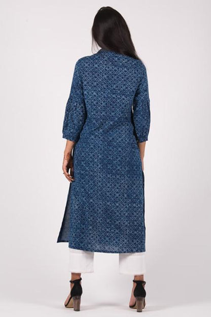 Neel Yoke Kurta' Indigo Block Printed Kurta