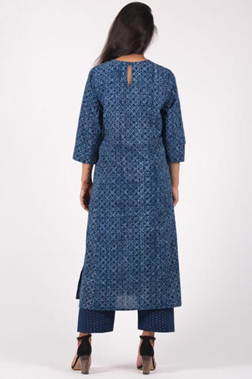 Neel Kali Kurta' Indigo Block Printed Kurta