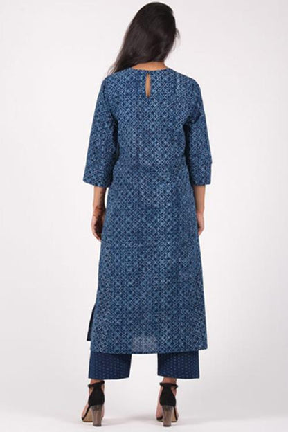 Neel Kali Kurta' Indigo Block Printed Kurta