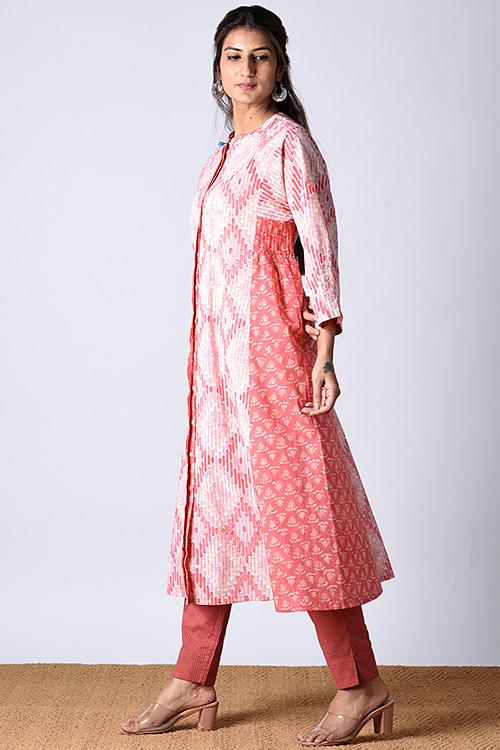 "Maahi Kurta" Red Block Printed Dress