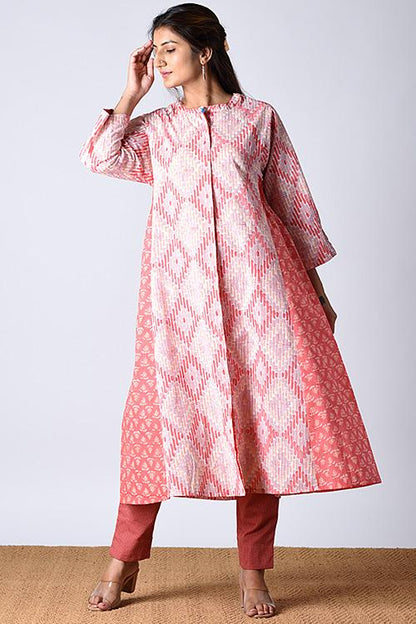 "Maahi Kurta" Red Block Printed Dress