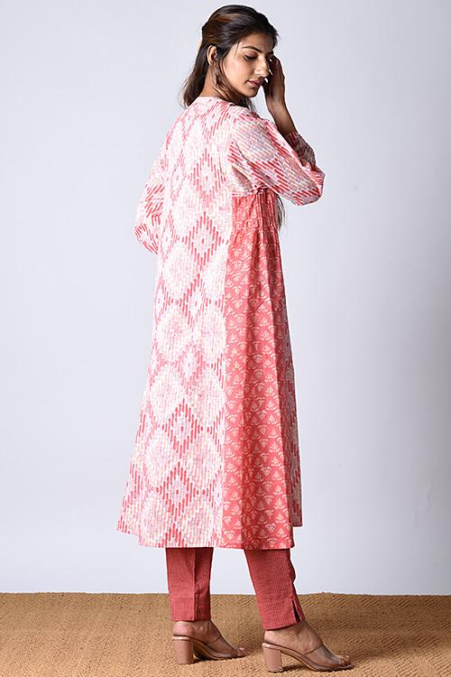 "Maahi Kurta" Red Block Printed Dress