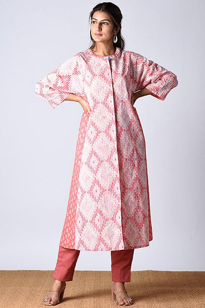 "Maahi Kurta" Red Block Printed Dress