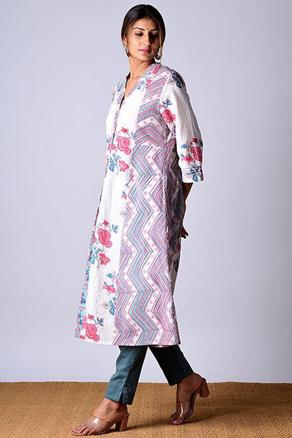 "Suhaani Kurta" White Block Printed Kurta