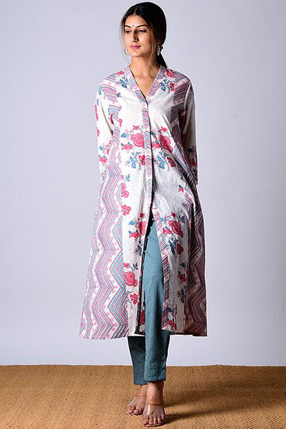 "Suhaani Kurta" White Block Printed Kurta