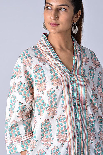 "Kaafsa Kurta" Jade Block Printed Kurta