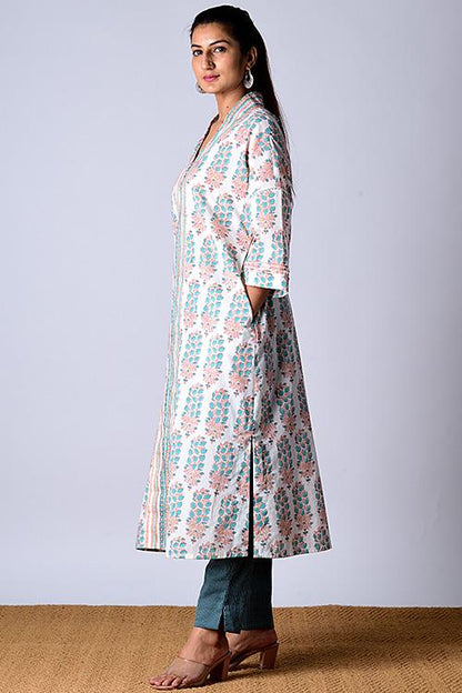 "Kaafsa Kurta" Jade Block Printed Kurta