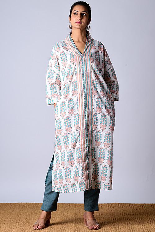 "Kaafsa Kurta" Jade Block Printed Kurta