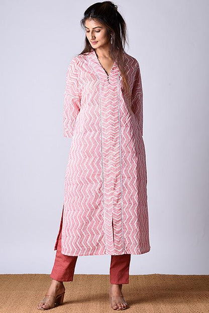 "Kaafsa Kurta" Coral Block Printed Kurta/Tunic