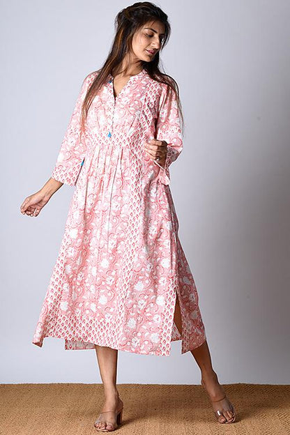 "Yokma Kurta" Coral Block Printed Kurta