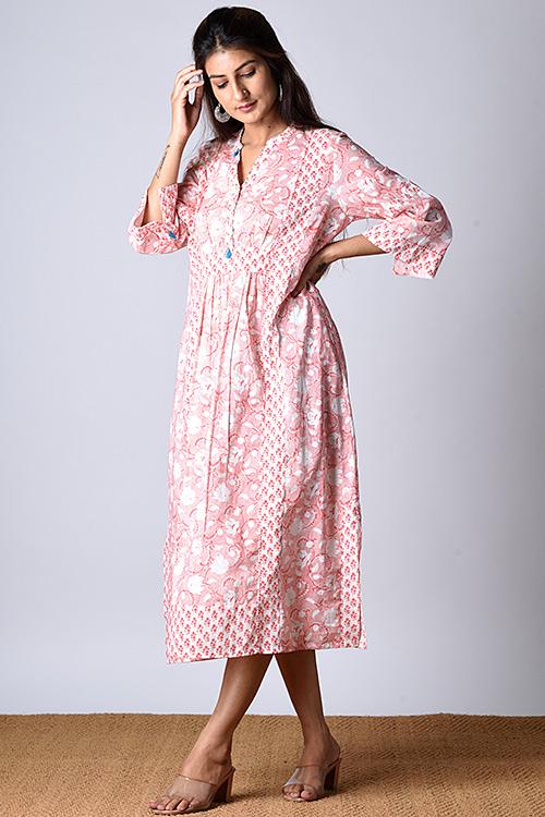 "Yokma Kurta" Coral Block Printed Kurta