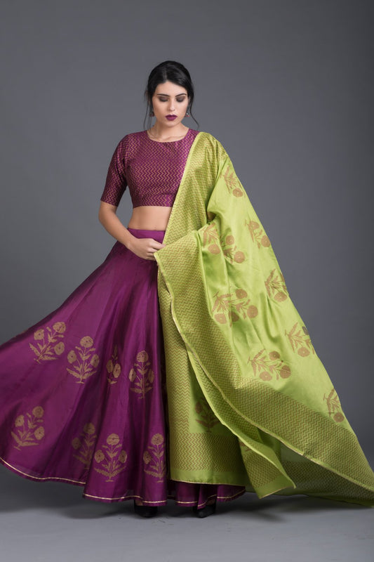 Ghoomar Phool Lehenga with Dupatta (Set of 3)