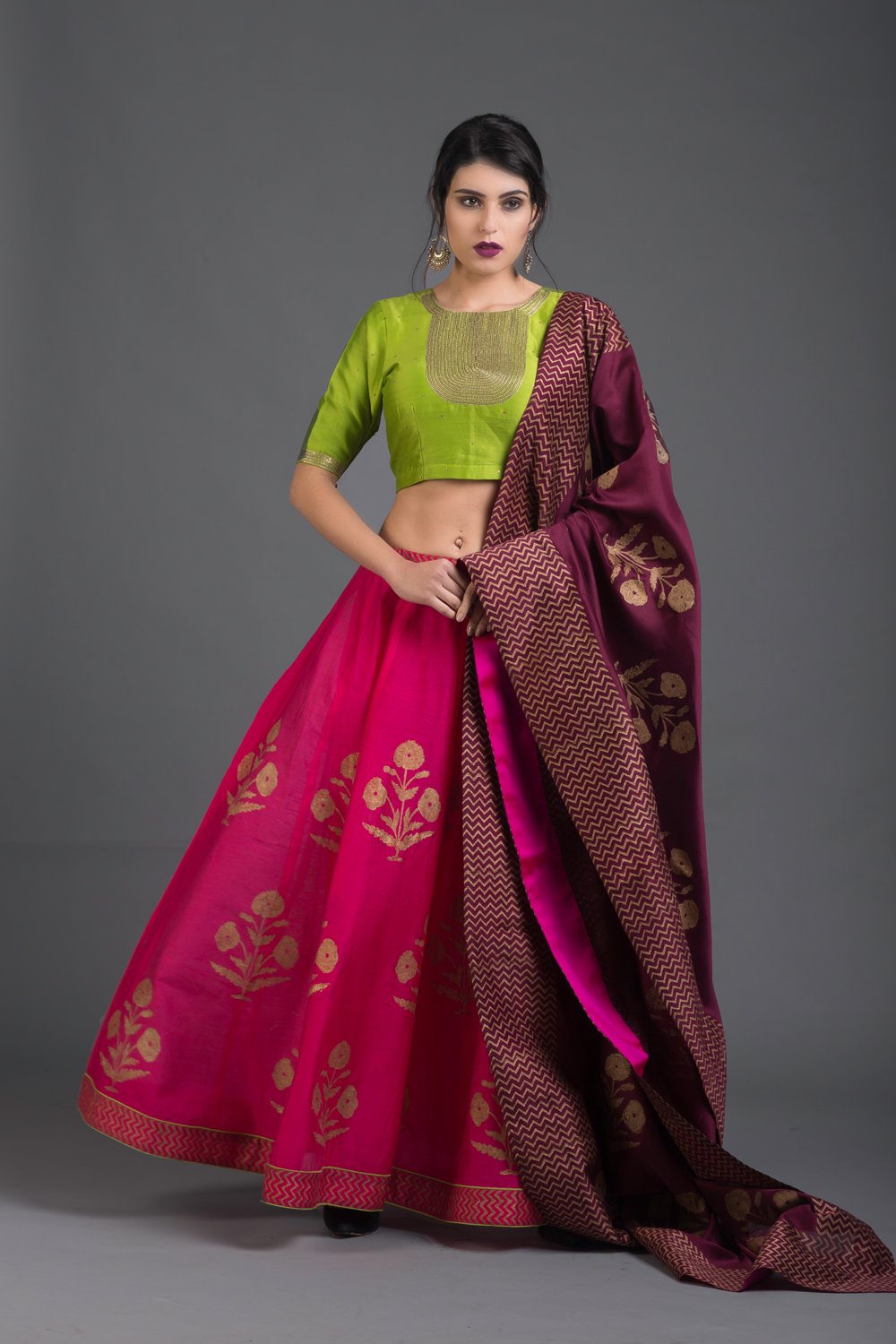 Rangeela Gulmohar Lehenga Set with Dupatta (Set of 3)