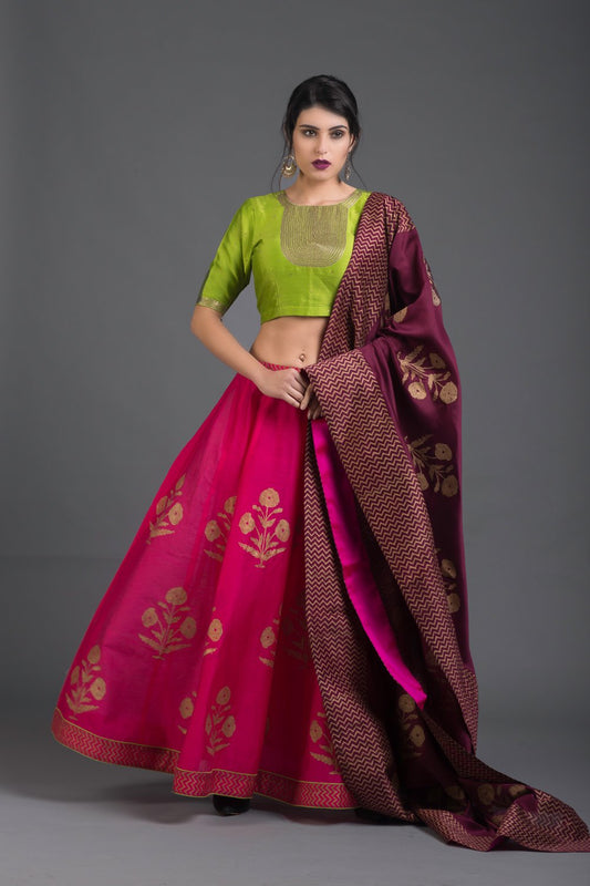Rangeela Gulmohar Lehenga Set with Dupatta (Set of 3)