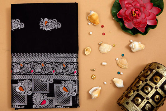 Present Heavy Black Rich Pallu & Jacquard Work Saree