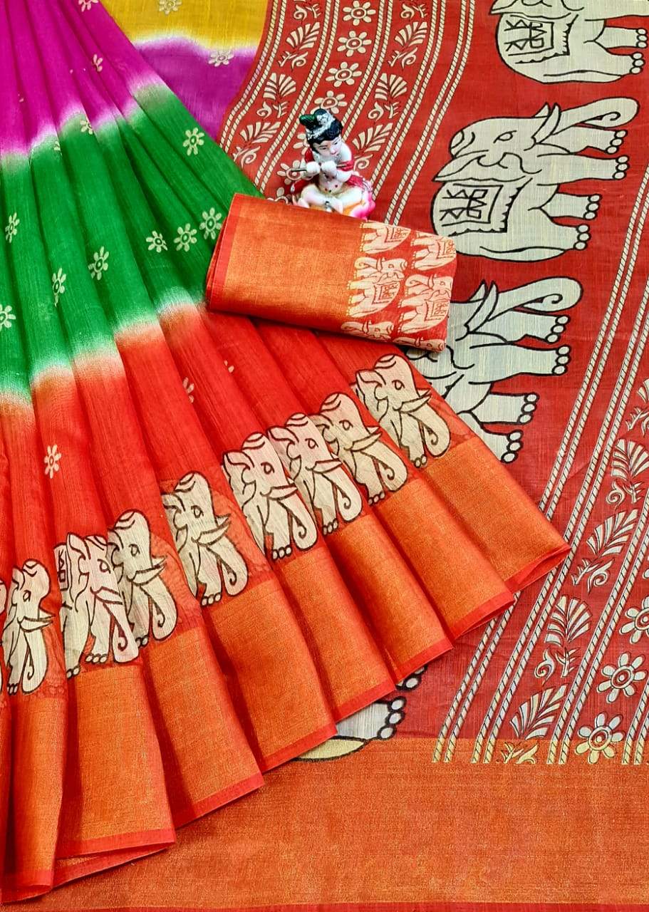 Valiba Beautiful Latest Cotton Printed  Sarees