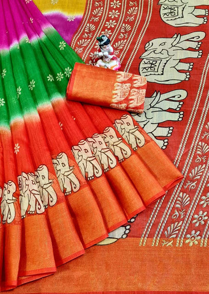Valiba Beautiful Latest Cotton Printed  Sarees