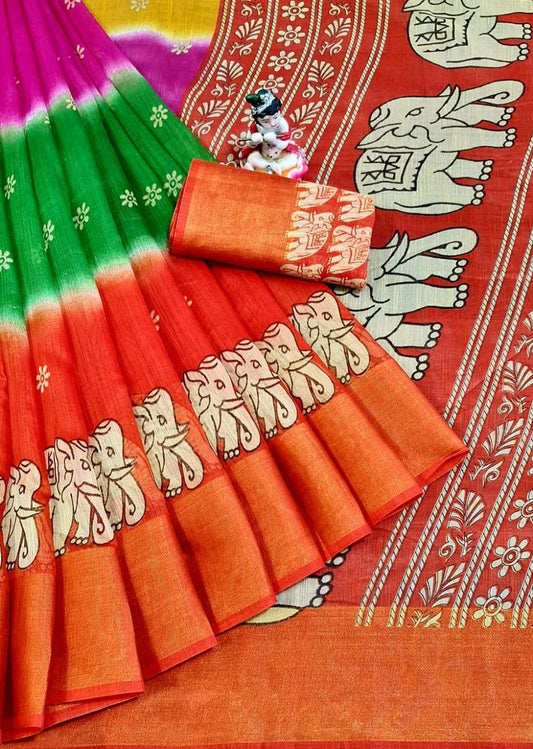 Valiba Beautiful Latest Cotton Printed  Sarees