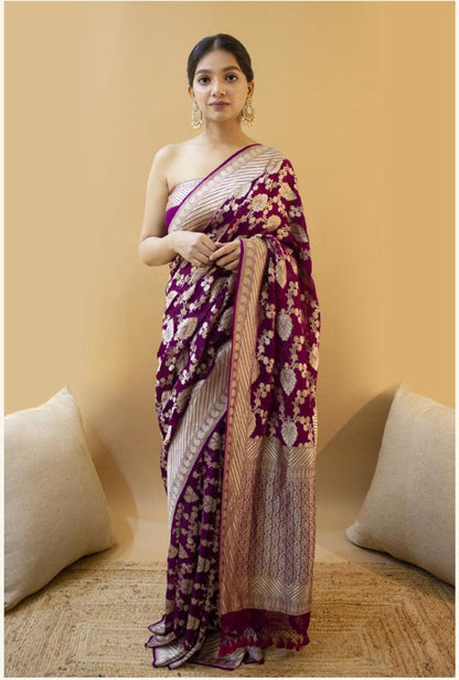 Valiba Wine Beautiful Rich Pallu And Jacquard Saree