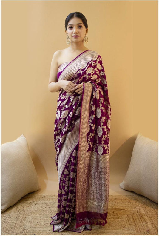 Valiba Wine Beautiful Rich Pallu And Jacquard Saree