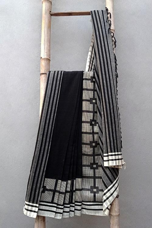 Aahana' Handwoven Extra Weft Cotton Saree-6