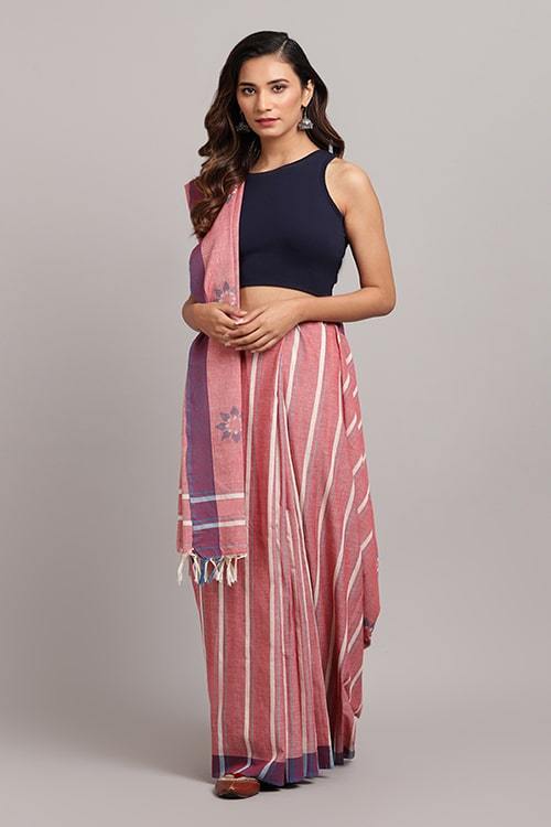 Neelkamal' Handwoven Baavanbuti Extra Weft Cotton Saree-11