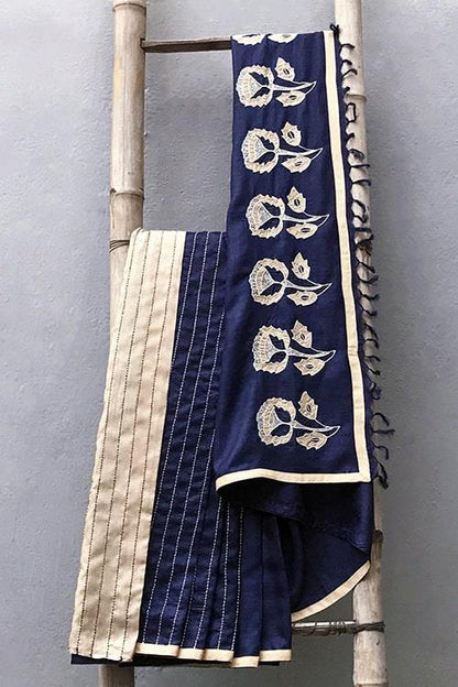Kalyani' Applique & Sujini Embroidery Silk Saree-49
