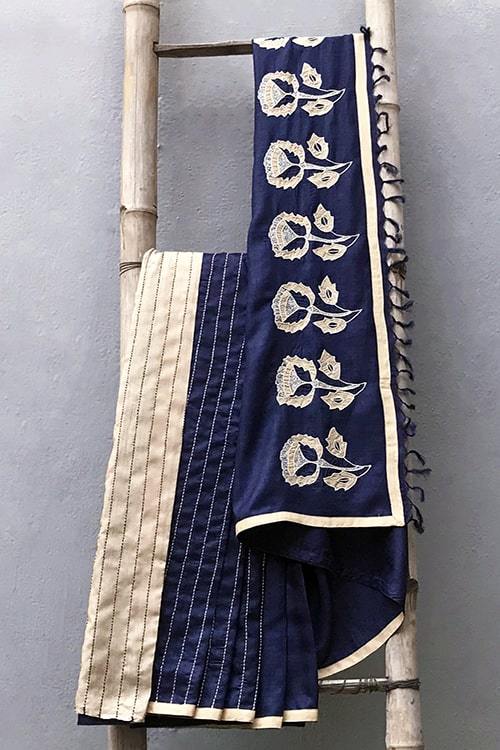 Kalyani' Applique & Sujini Embroidery Silk Saree-49