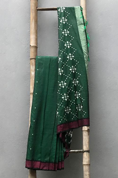 Afsa' Handwoven Extra Weft Silk Saree