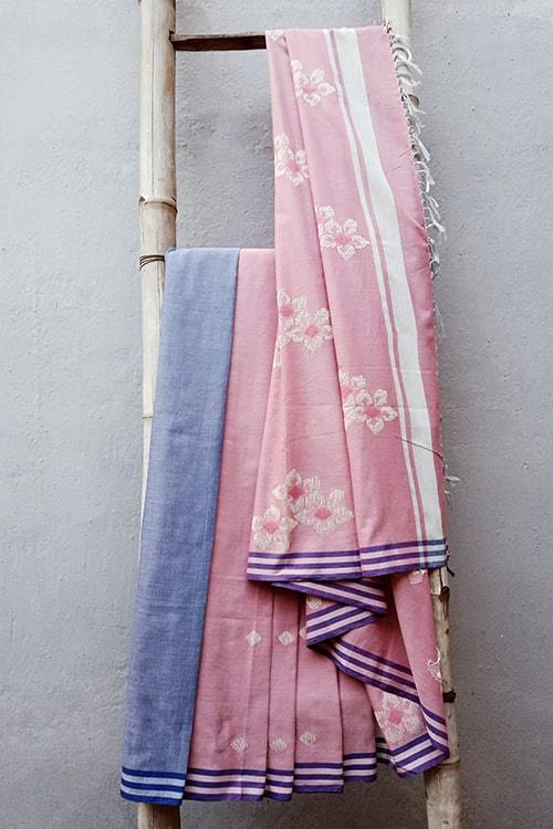 Bhargavi' Handwoven Extra Weft Cotton Saree-16