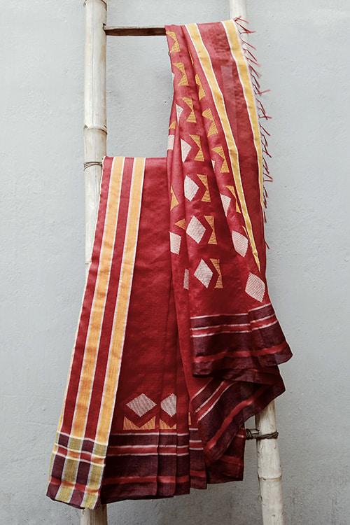 Dakshita' Handwoven Extra Weft Cotton-Silk Saree