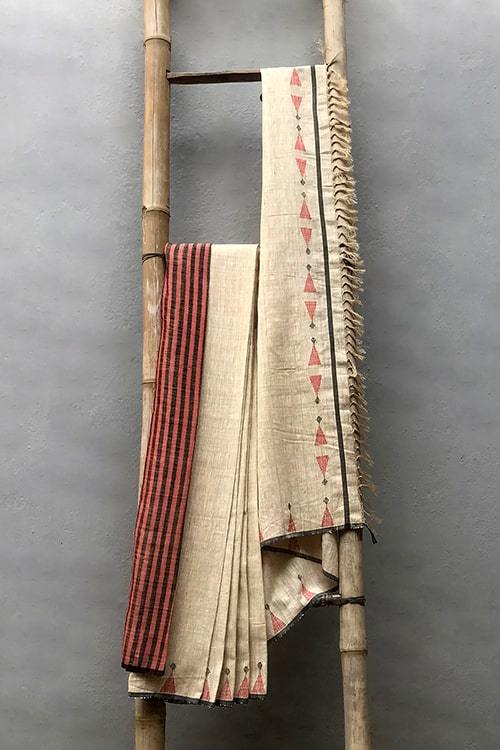 Bhumija' Handwoven Extra Weft Cotton-Silk Saree-24