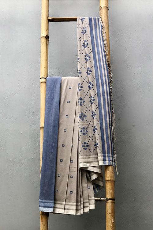 Afsa' Handwoven Extra Weft Cotton Saree-14