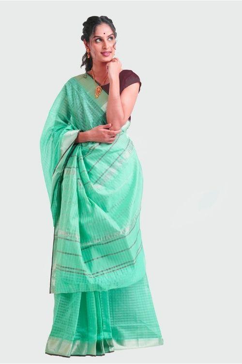 Sea Green Ahilya Sari with Chatai Border
