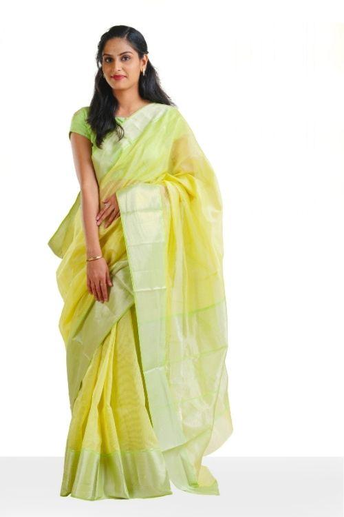 Lemon Yellow Sari with Intricate Zari work