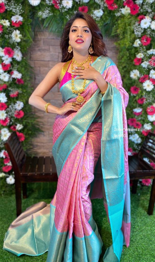 Valiba Present Sky-pink Classical Party Wear & fancy  Saree