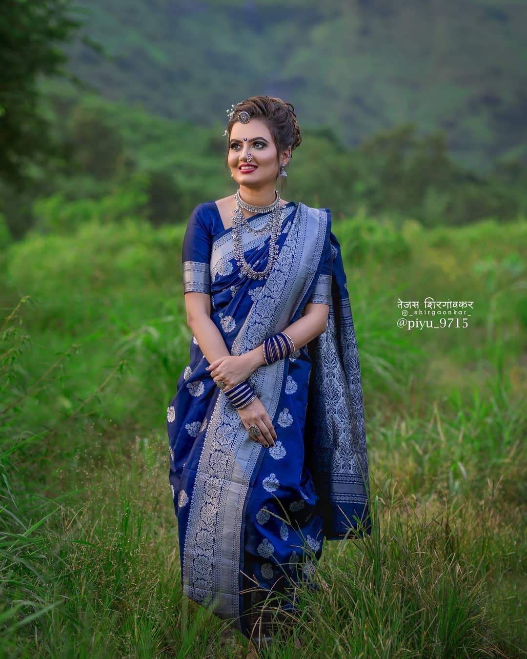 Valiba Purple And Royal Blue Woven Kanjivaram Saree - Special Wedding Edition