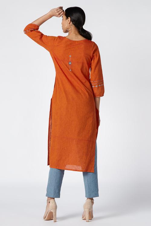 Sunrise' Embroidered Cotton Kurta