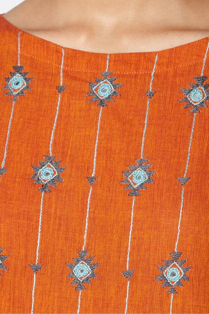Sunrise' Embroidered Cotton Kurta