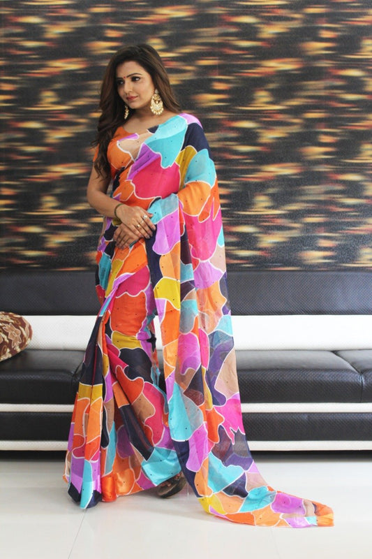 Beautiful Cotton Multicoloured Printed  Sarees