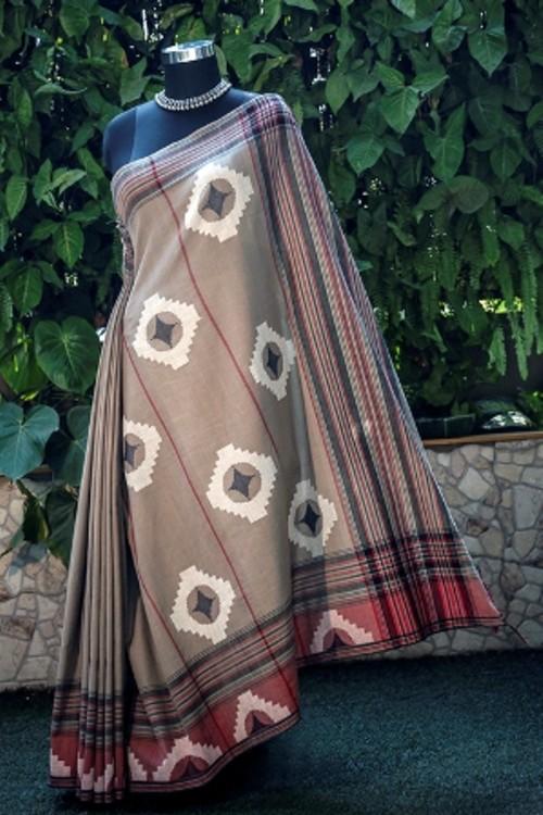 Devani' Handwoven Extra Weft Cotton Saree-1