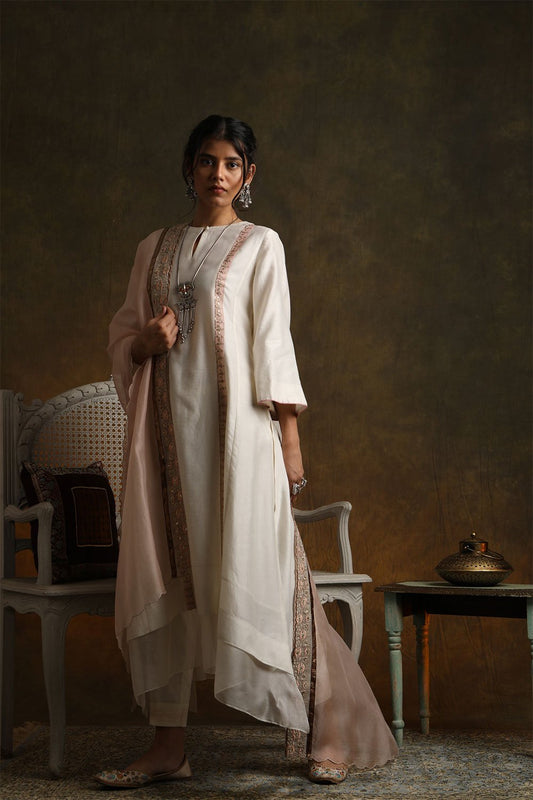 Double Layered Kurta With Straight Pants & Dupatta (YMN-13A)