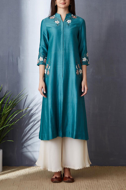 Stunning Light Teal A-line Tunic Set ( BGH-03A )