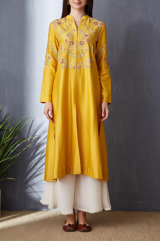 Graceful Yellow A-line Kurta With Palazzo ( BGH-10A )