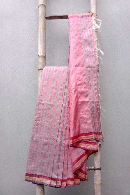 Nitali' Handwoven Color-Block Silk Saree
